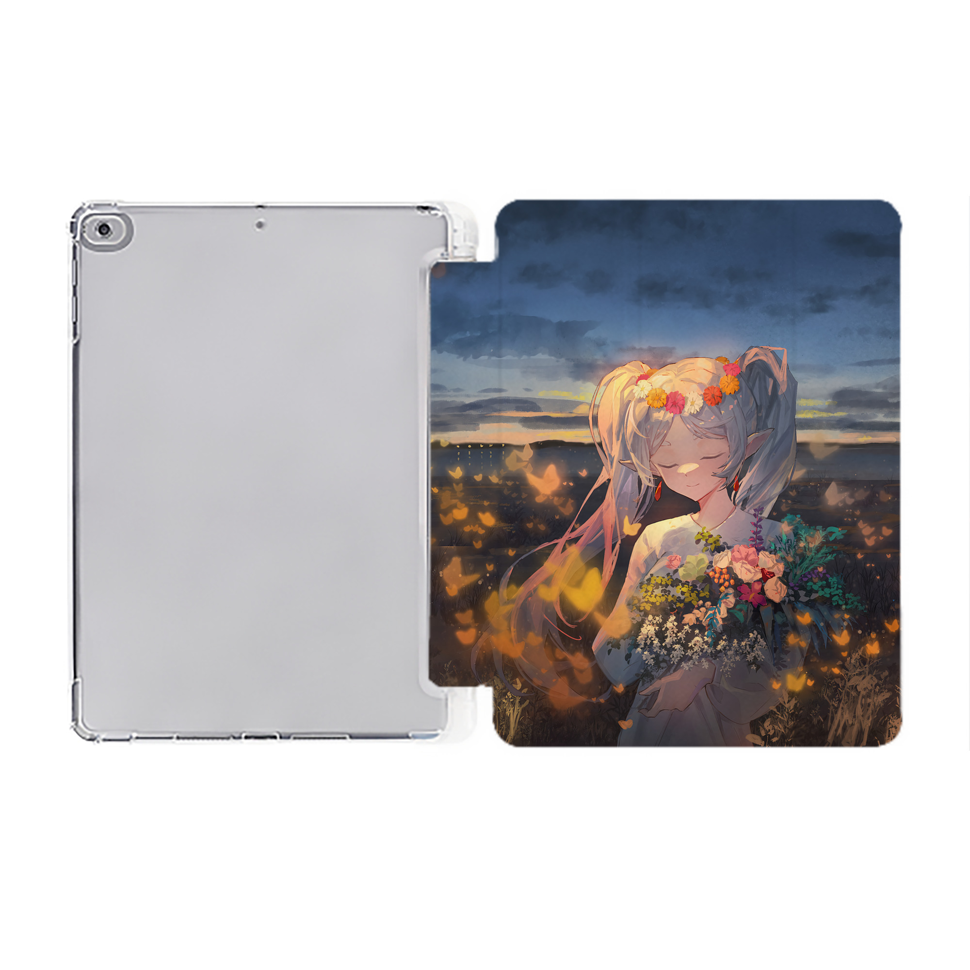 （画像用） 葬送のフリーレン Frieren IPad ケース ペン収納付き 三つ折りスタンド PUレザー×シリコン 対応機種9.5/10.5/10.9インチ